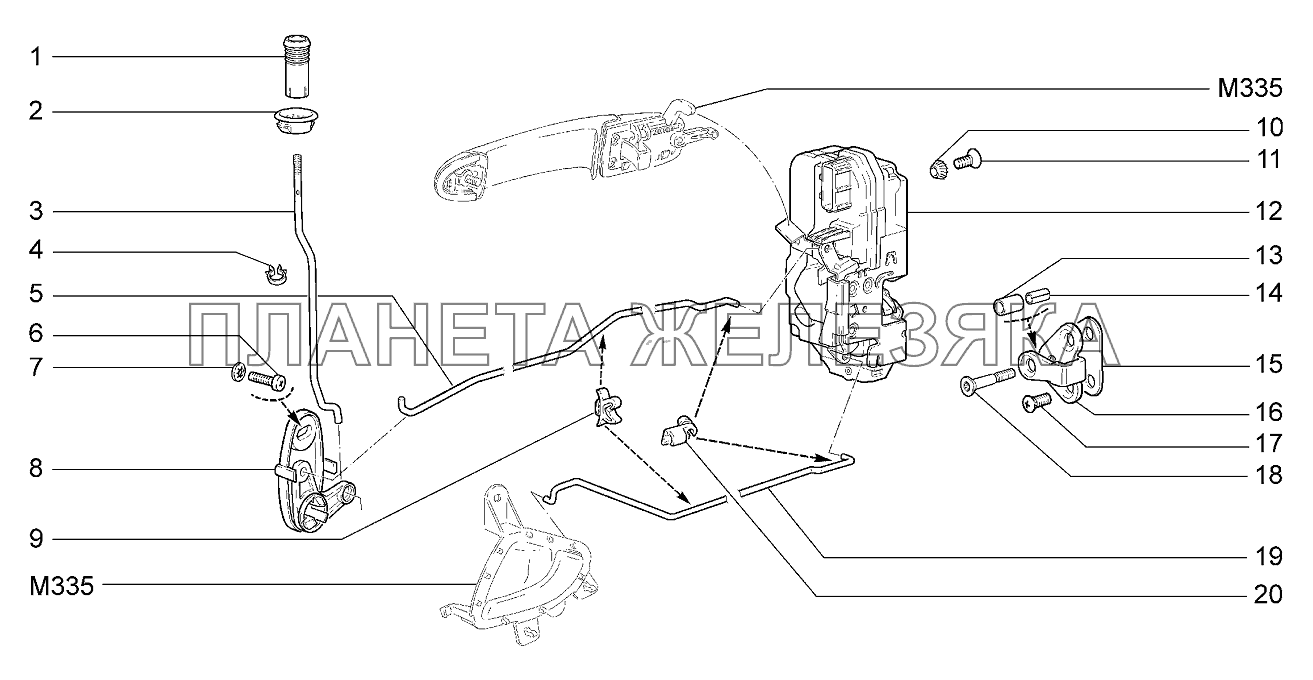 Замки задних дверей Lada Kalina 2192, 2194